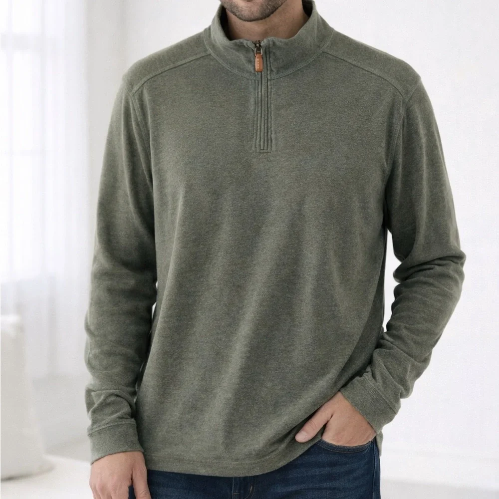 J. Crew Green Half Zip Cotton Sweater XL